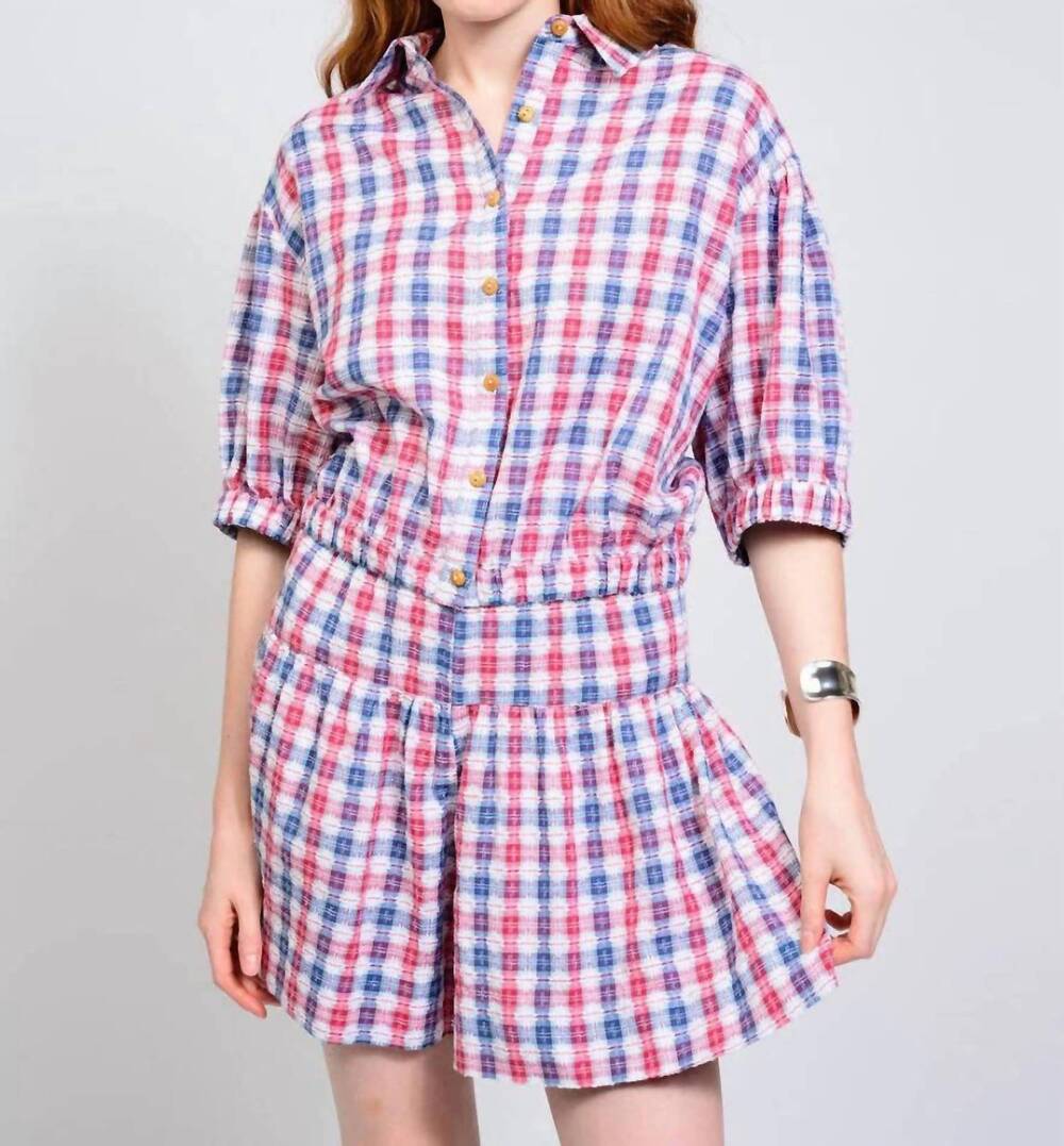 NEW IVY JANE women's plaid skort in blue multi